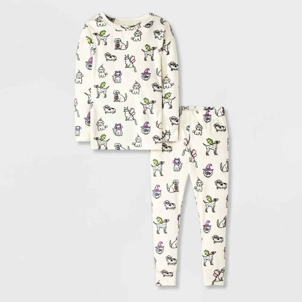 Nwt Girl's Cat & Jack Snuggly Soft Velour Halloween Pajama Set